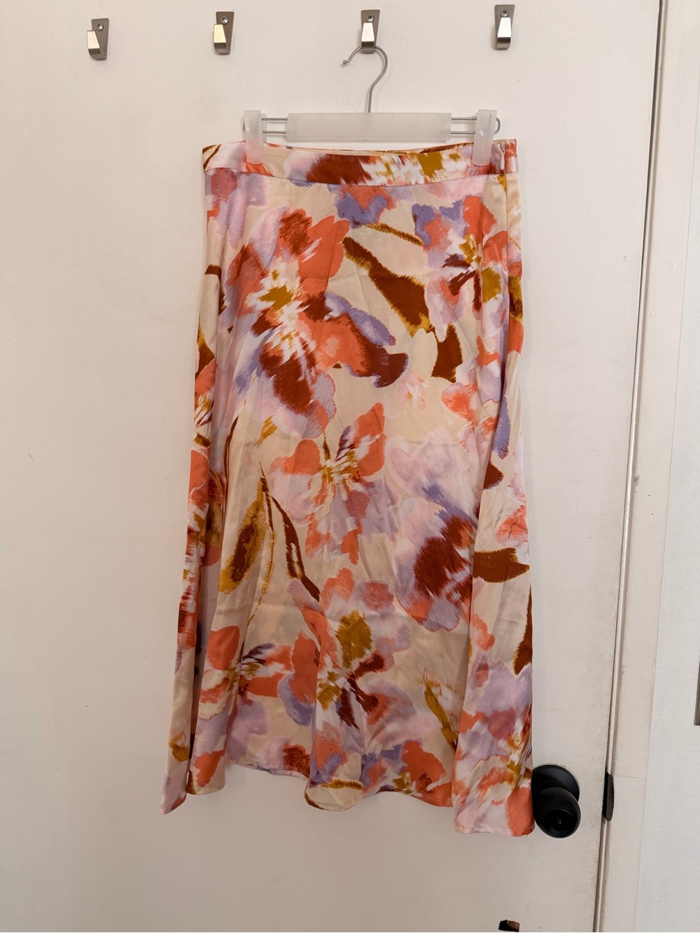 Joie Floral A-Line 100% Silk Midi Skirt